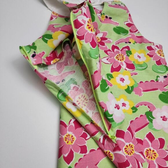 Girls Vintage Gymboree Pink & Green Crocodile Lily Cotton Dress Size 10 - Picture 8 of 8